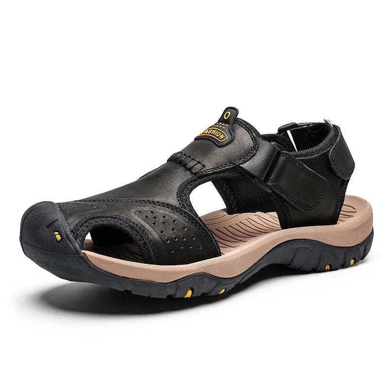 Outdoor Water Wading Leather Sandals Men Anti slip and Wear-resistant Summer Casual Shoes For Men Beach Sandals Soft Breathable