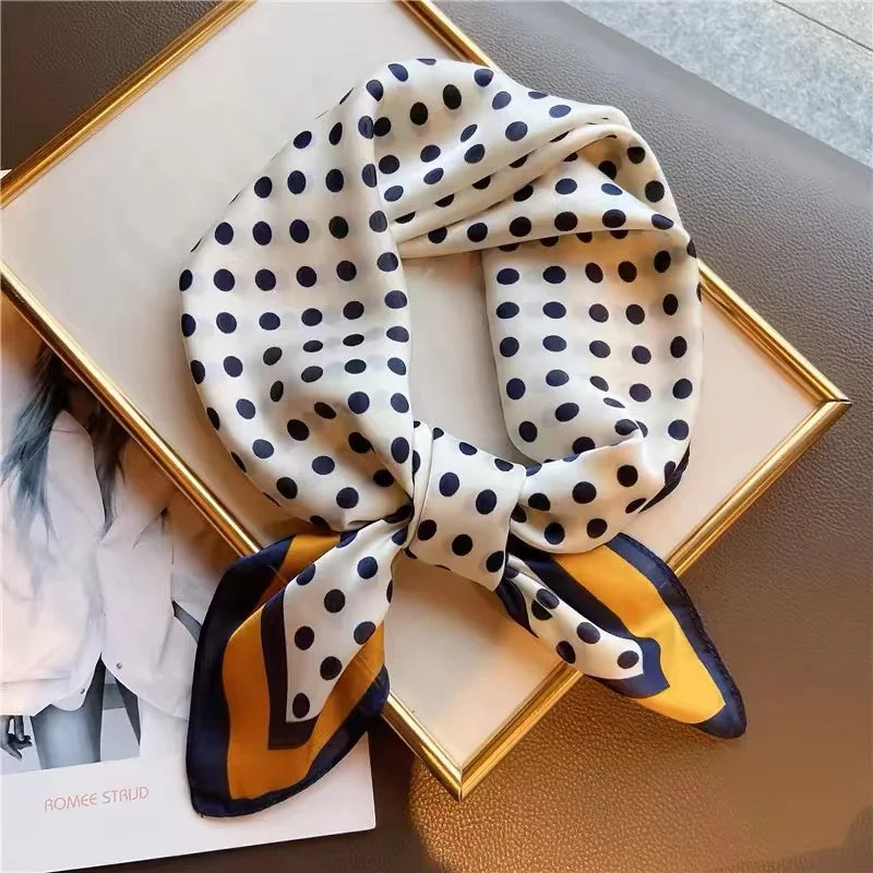 Head Scarf Women Luxury Brand Square 70*70cm Silk Foulard Satin Bandana Cheveux Soft Neckerchief Hijab Hair Scarves For Ladies