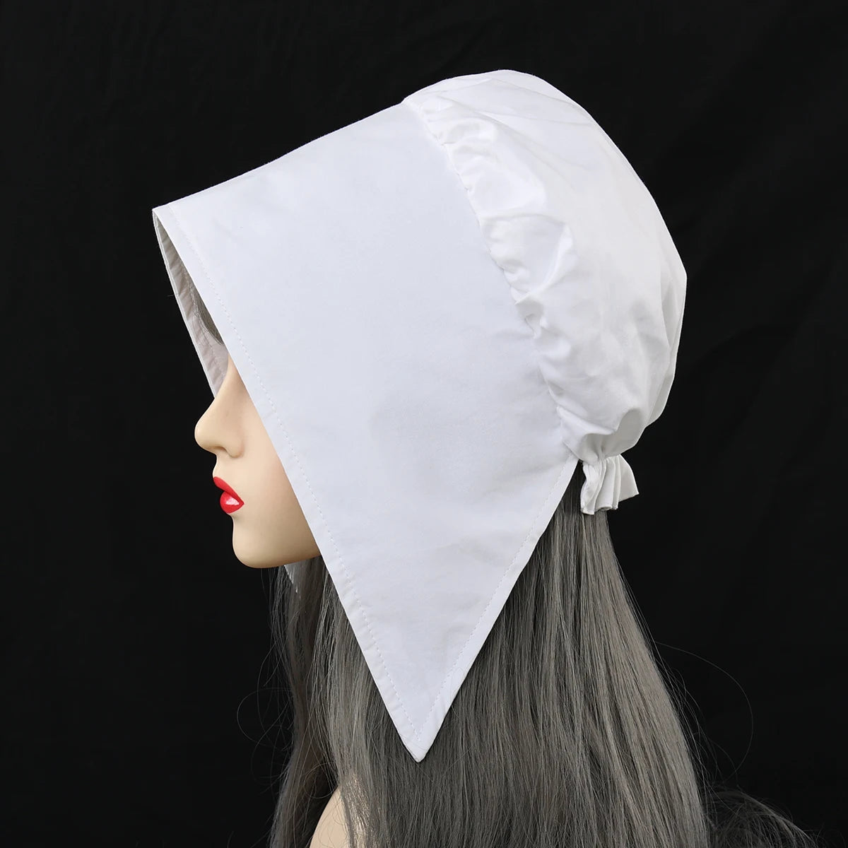 White Bonnet Victorian Cosplay Hat Medieval Vintage Head Wear
