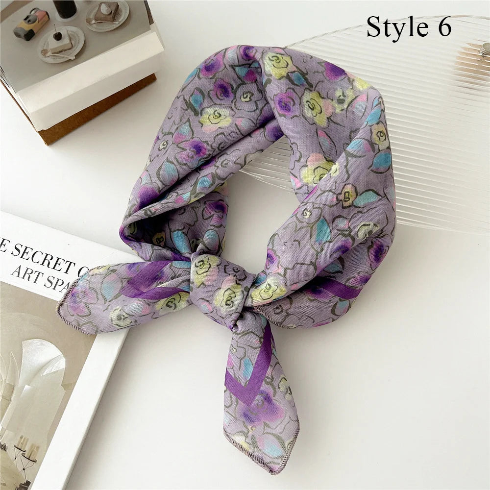Fashion Cotton Linen Shawl Square Scarf for women sweet Cherry Print Hijabs Ladies Wraps summer sunscreen Bandanas Head scarf