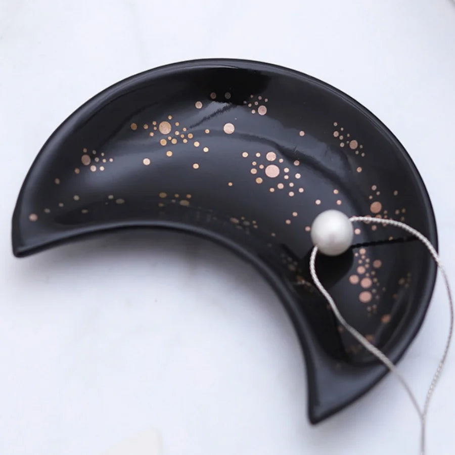 1pc ceramic moon jewelry dish Middle East Arab Ramadan Eid al Fitr storage dish multifunctional dish home decoration ornament