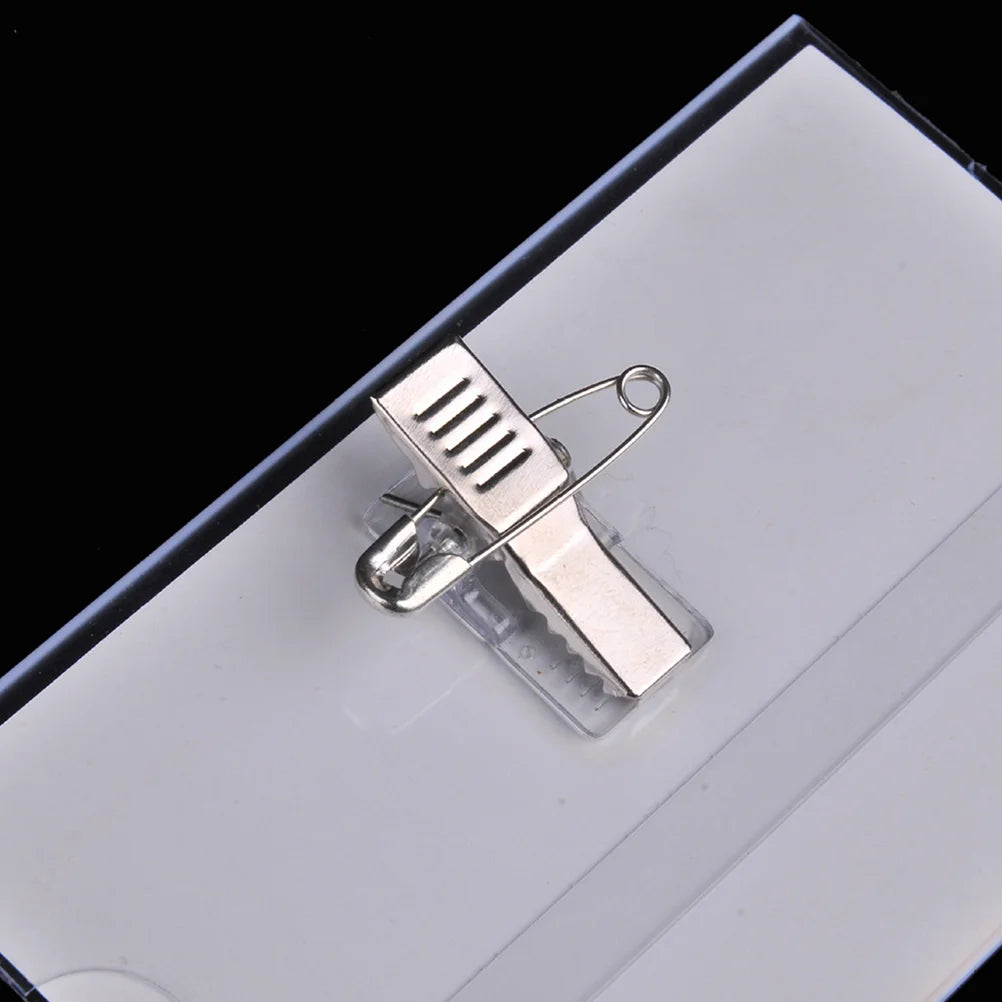 50 Pcs Badge Name Tag Holders Clips For Staff Chest Card Identification Lanyard Holder Pin Alligator Card Case Plastic