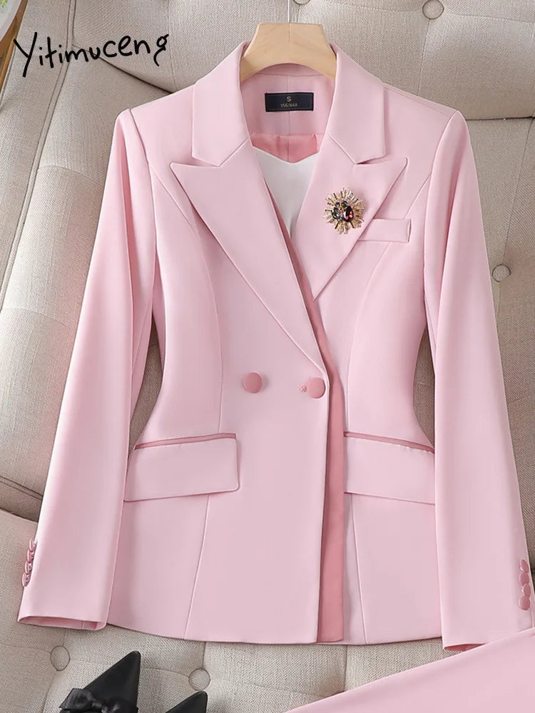 2025 New All Season Ladies Elegant Office Work Wear Blazers Pantsuits Pants Set Formal Styles Women Professional Trousers Sets