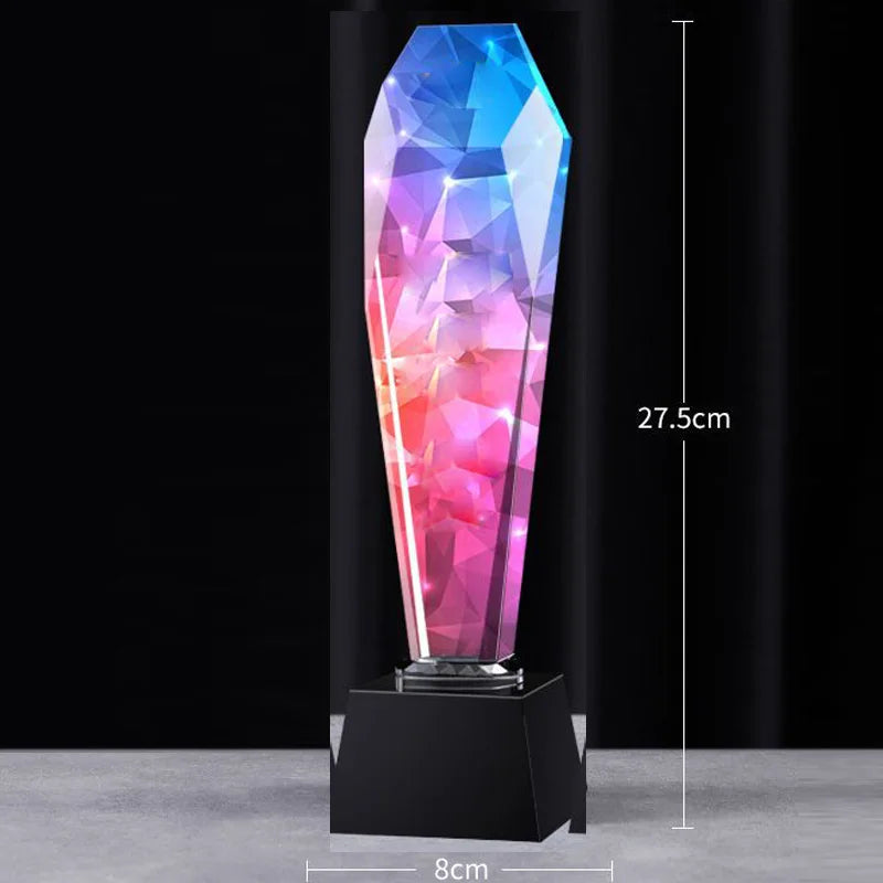 Creative High-end Crystal Trophy, Customized Lettering, Color Printing, Excellent Staff Team, annual Meeting Award