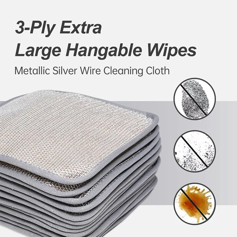 New Non Scratch Wire Dishwashing Cloth Three Layer Enlarged Cloth Multi Functional Kitchen Thickened No Greasy Dishwashing Cloth