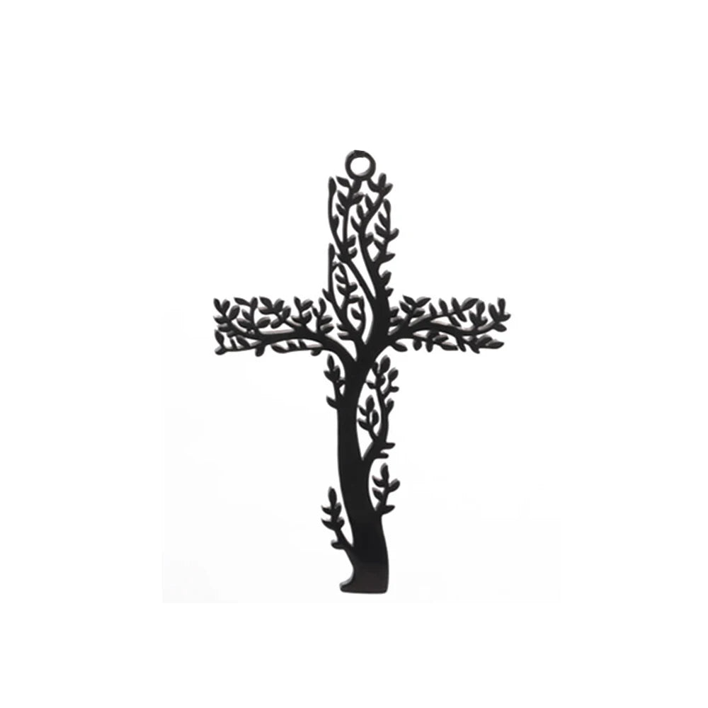 Wholesale Stainless Steel Tree-Shaped Crosses Charms For Jewelry Making Diy Necklace Earrings Pendants Accessories 34x56mm