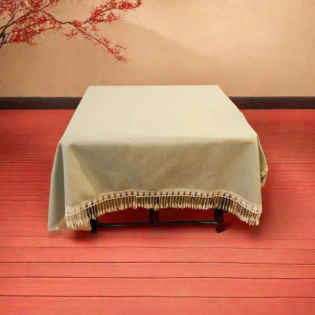 Classic Style Lace Linen Solid Color Tablecloth Exquisite Elegant