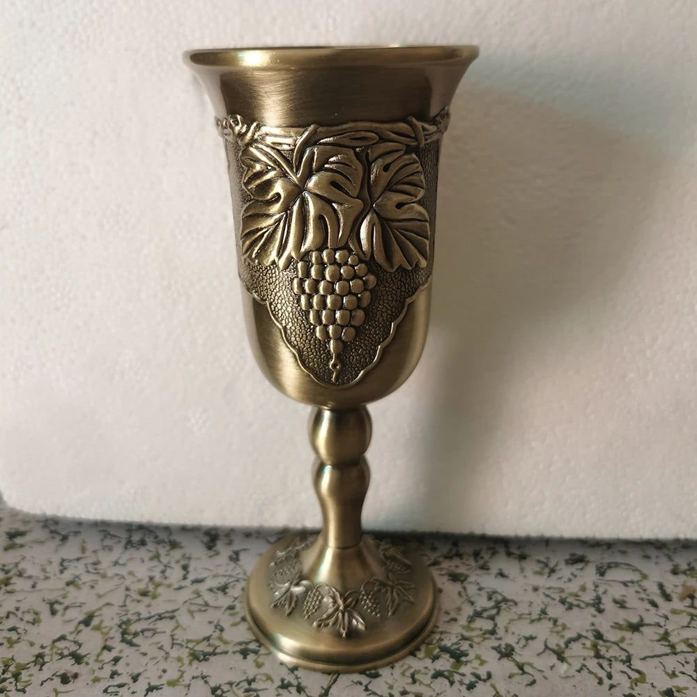 Wine Glass European Retro Liquor Glass Alloy Goblet Antique Alcohol Set Wine Cabinet Home Decoration Ornaments Bronze Wine Cup