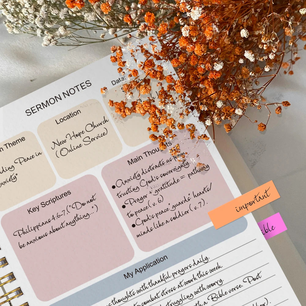 Daily Bible Study Journal - S.O.A.P Method Bible Study Supplies Church Notes Notebook for Men or Women, with Color Index Sticker