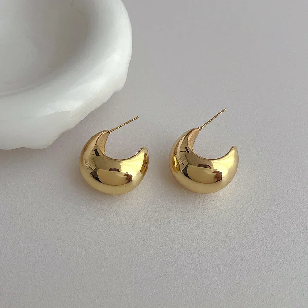 Fashion Geometric Irregular Round Metal Pearl Earrings for Women 2024 Minimalist Style Personality Earrings Trendy Jewelry Gift