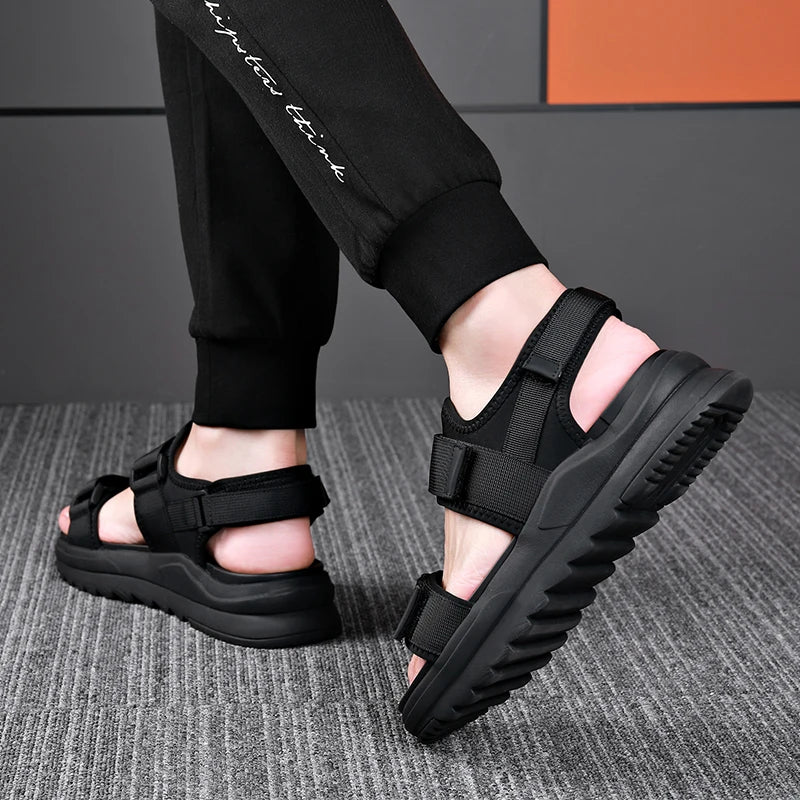 Sandals for Men Lightweight Summer Height Increase Roman Thick Trend for Driving Soft Sole Breathable Beach Shoes for Men's Wear