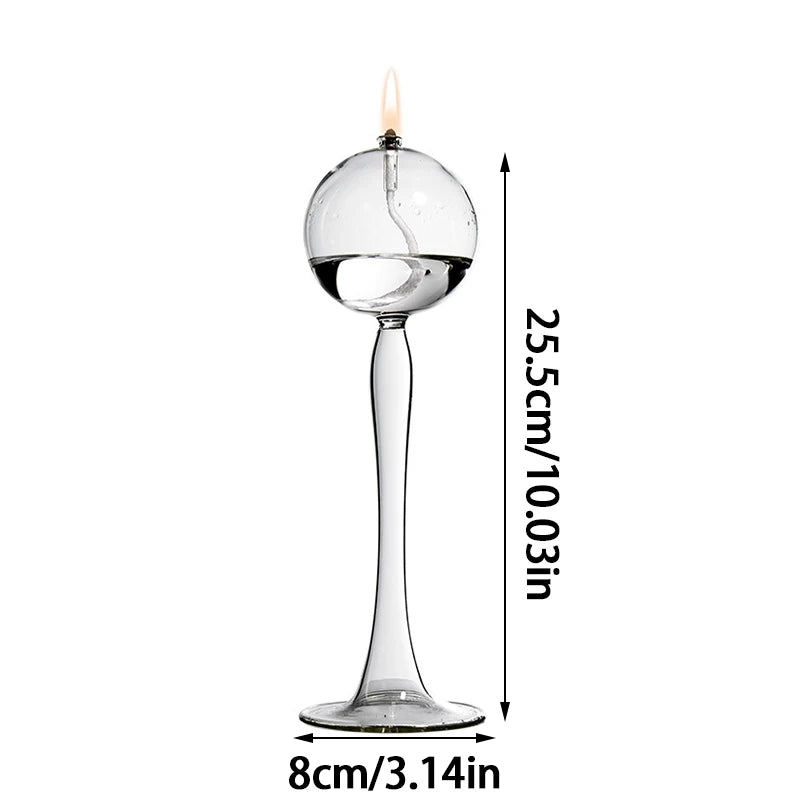 Transparent Glass Candlestick High Foot Oil Lamp Candlelight Candle Holders Rustic Wedding Party Dinner Home Table Decoration
