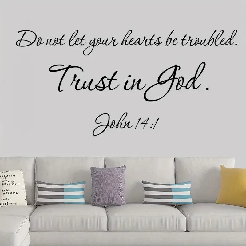 1pc Vinyl Home Decals, The World Truth Bible Quote Is God, Removable Wall Stickers, Christian Family Bless Pray Words Mural