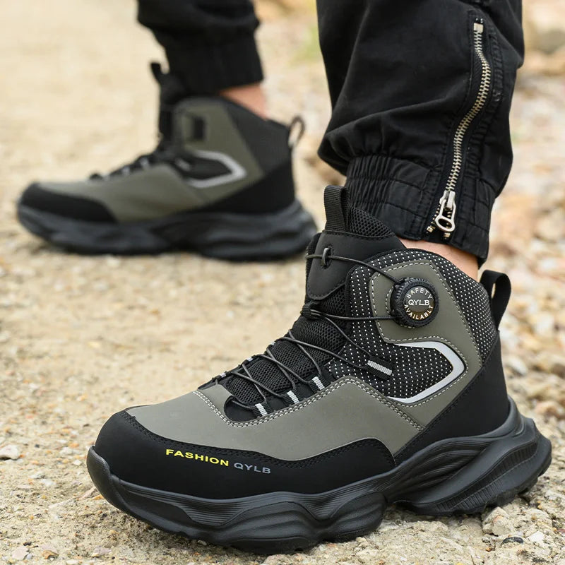 Rotating Button Safety Shoes Men Work Sneakers Indestructible Shoes Puncture-Proof Protective Shoes Work Boots Platform Boots