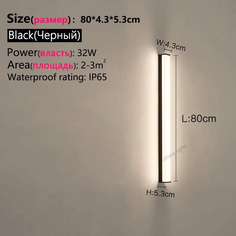 Outdoor waterproof wall lamp long strip modern simple LED courtyard garden wall lamp balcony lamp minimalist exterior wall lamp