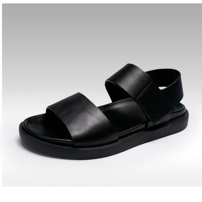Luxury Genuine Leather Mens Sandals Summer New Handmade Quality Comfortable Classic 2025 Outdoor Daily Flat Social Shoes Man