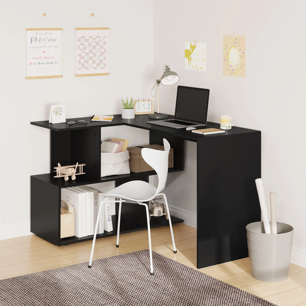 WOLTU Work PC Computer Table Chipboard Desk with Shelves for Study Student Writing Table  Office Work Home Furniture