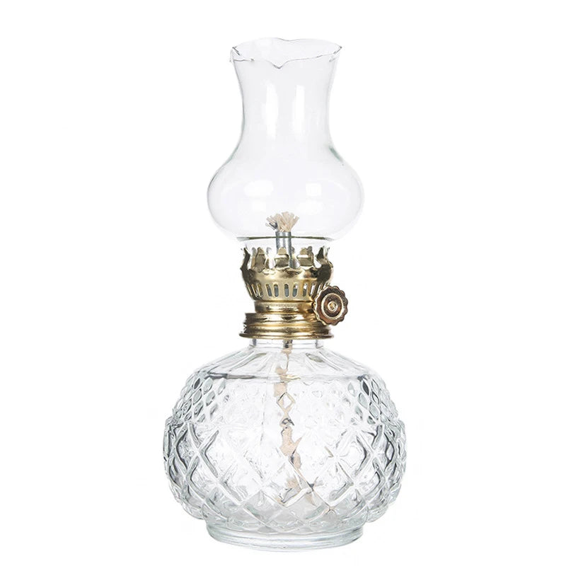1pc Adjustable Flame Glass Kerosene Lanterns Retro Oil Lamp Glass Family Decorate Lights Portable Adornment Halloween Room Decor