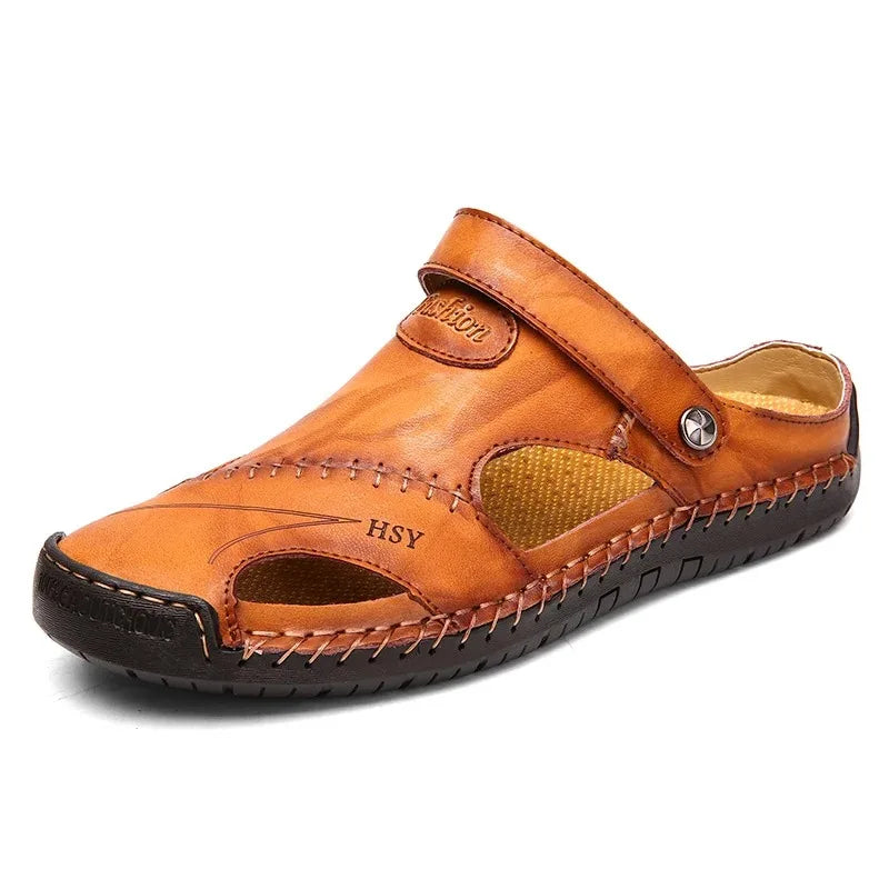 Summer Sandals Men Leather Classic Roman Sandals 2025 Slipper Outdoor Sneaker Beach Rubber Flip Flops Men Water Trekking Sandals