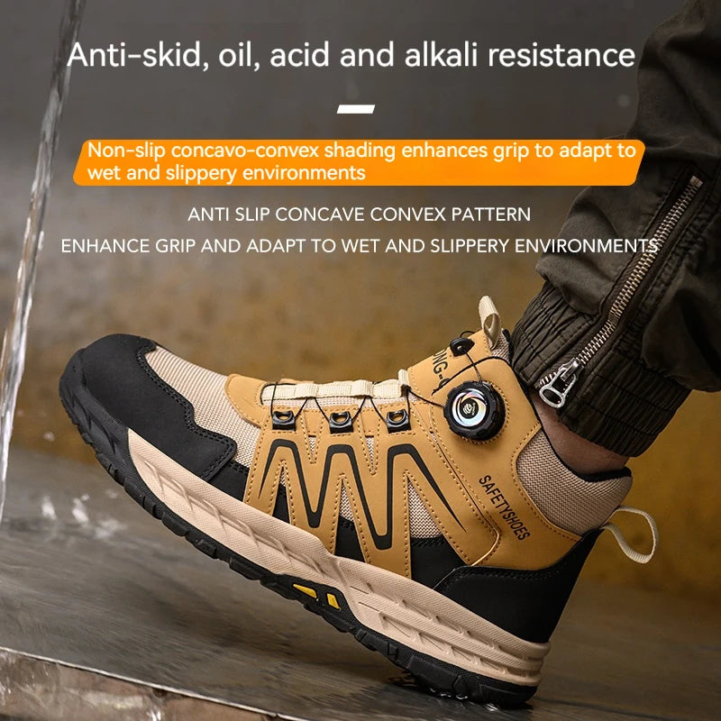 Steel Toe Shoes for Men Indestructible Work Boots Safety Shoes Outdoor Anti-smash Anti-puncture Protective Boots Safety Sneakers