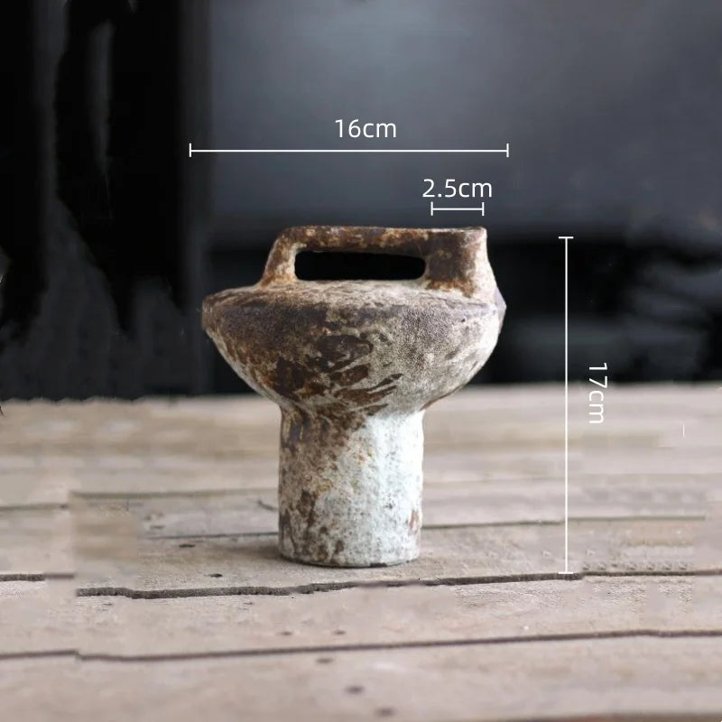 Ceramic Vase Crude Pottery Hand-made Ceramic Bottle Flower Vase Floral Arrangement Accessories Home Decoration Terrarium