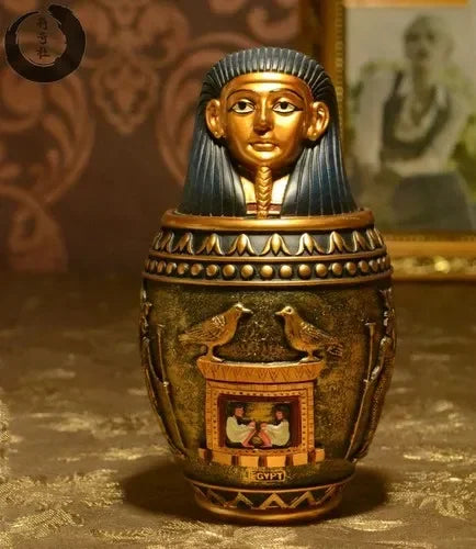 Memorial Funeral Supplies Egyptian Pet Urn Canopic Cat Dog Cremation Urn for Ashes Pet Coffin Box Home Decoration Figurines