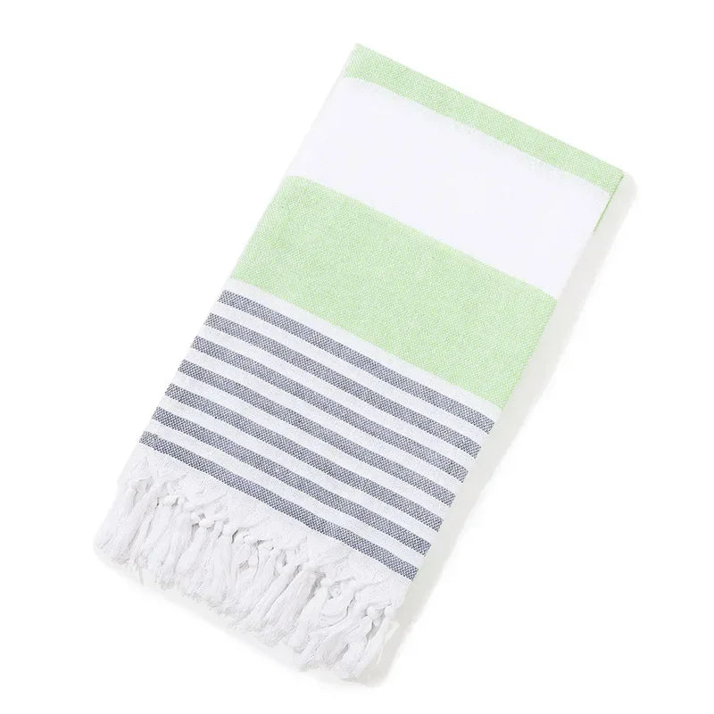 Cotton and Linen Striped Quick-drying Shawl European and American Popular Yarn-dyed Cotton Turkish Beach Towel with Tassels