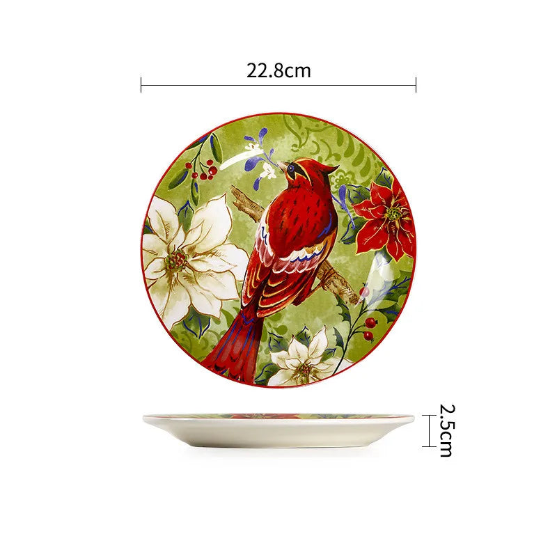 Exquisite Ceramic Plates Round Steak Dinner Pasta Plate Underglaze Colour dishware Kitchen Accessories Home Salad Plate