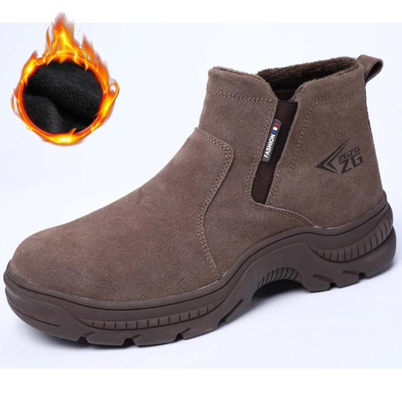 2025 Quality Leather Boots Men Safety Shoes Waterproof Work Boots Safety Steel Toe Shoes Men Puncture-Proof Indestructible Shoes