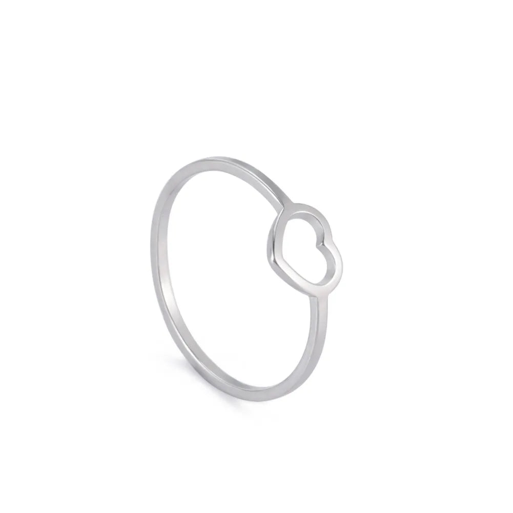 HIPEE Fashion Women Finger Hollow Heart Ring for Female Stainless Steel Love Rings Minimalist Fashion Jewelry Women Wife Gift