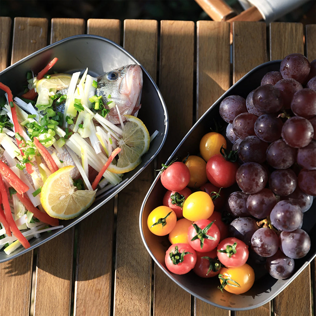 Titanium Plate Outdoor Camping Plate BBQ Fish Plate Ultra-Lightweight Stackable and Portable Health-Grade 106g Salad Plates