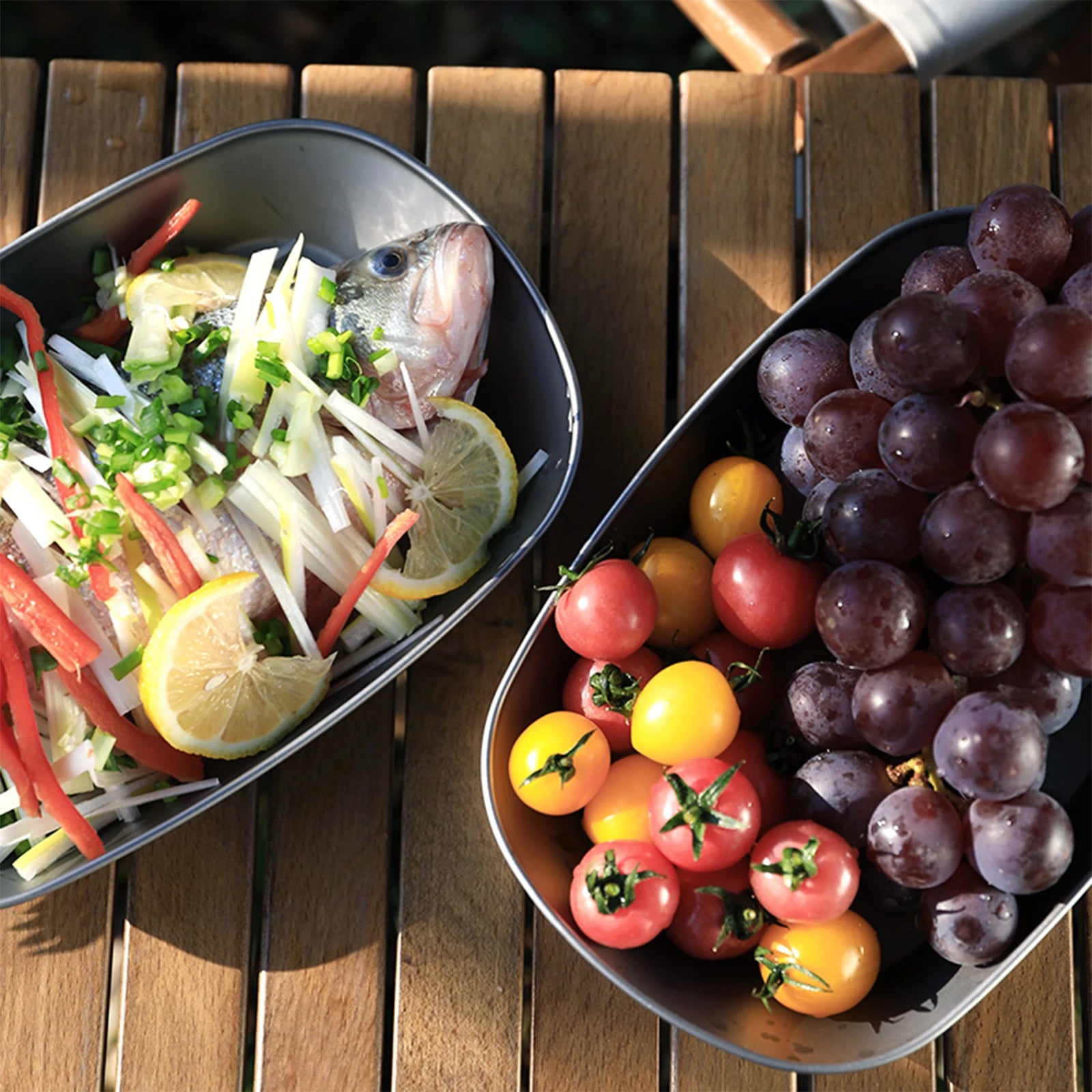 Titanium Plate Outdoor Camping Plate BBQ Fish Plate Ultra-Lightweight Stackable and Portable Health-Grade 106g Salad Plates