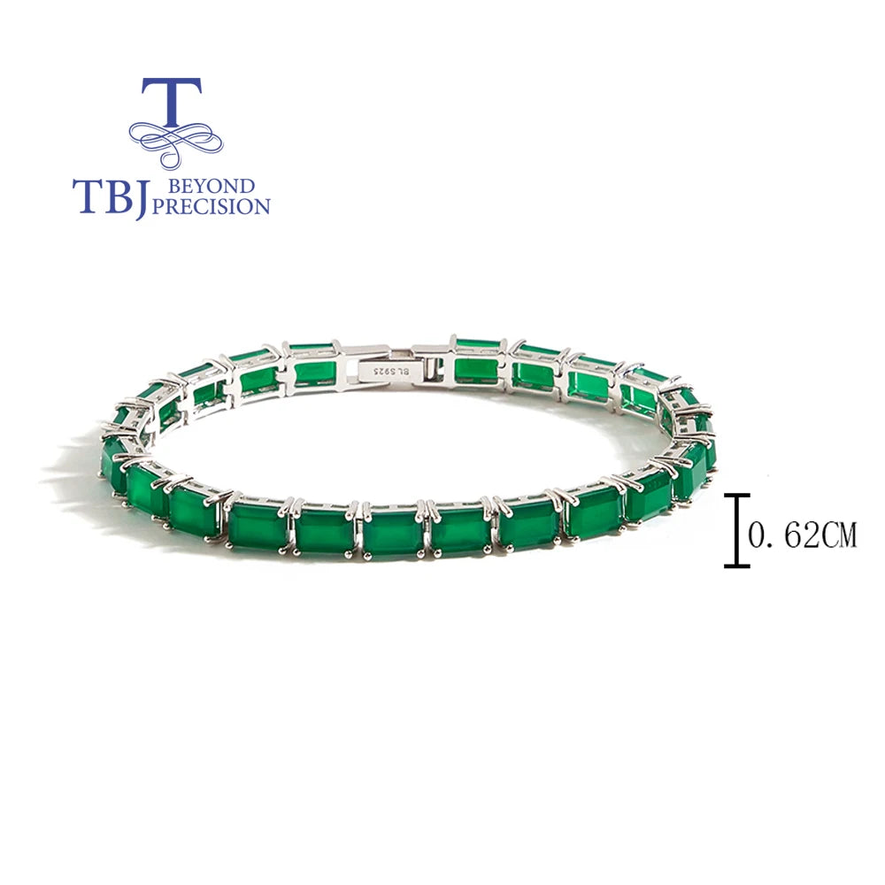 Delicate and gorgeous natural green agate bracelet 925 Silver fine jewelry for ladies banquets & Parties & Holiday gifts