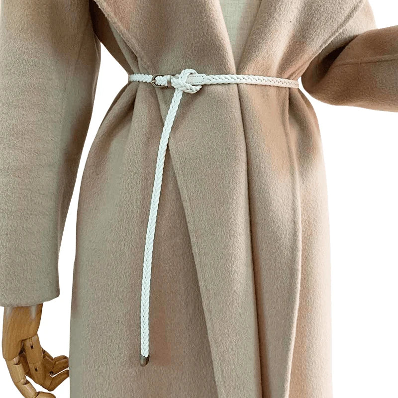 Woven Thin Belt Women's Fashion Casual Versatile Coat Girdle Gothic Retro Red Pin Pu Buckle Waistband