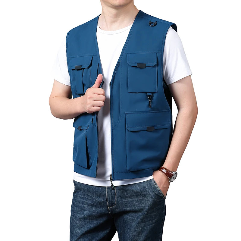 6xl Big Size Multi-Pocket Vest Men Women Outdoor Sporting Fishing Vest Photography Work Clothes 5xl 4xl Casual Cargo Vest Jacket