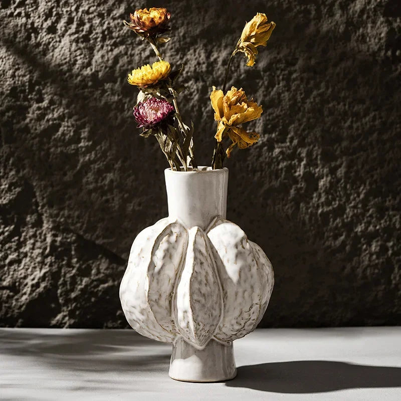 Simple ceramic vase decoration dried flower living room home creative homestay style decorative flower device