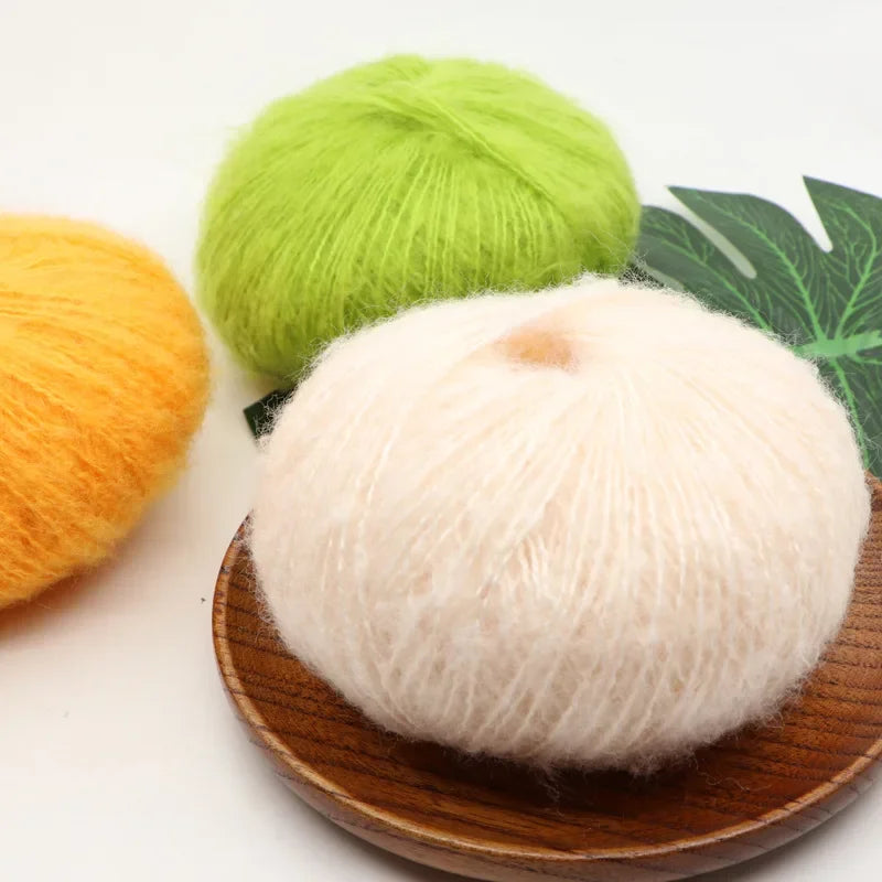 25g Worsted Natural Soft Silk Fine Wool Mohair Yarn Skein Baby Organic Crochet Hand Knitting Sewing Thread Scarf Shawl