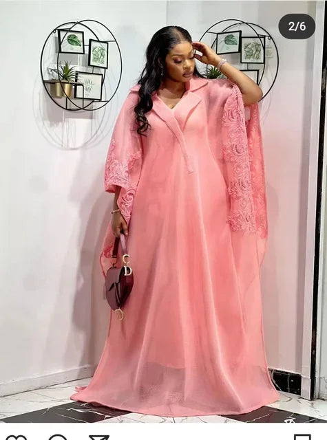 2024 Elegant African Party Evening Dresses for Women African 3/4 Sleeve Plus Size Long Maxi Dress Gowns Dashiki Africa Clothing