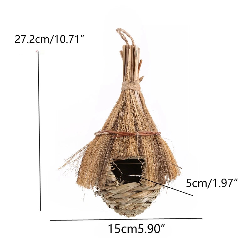 19 Birds Nest Bird Cage Natural Grass Egg Cage Bird House Outdoor Decorative Weaved Hanging Parrot Nest Houses Pet Bedroom