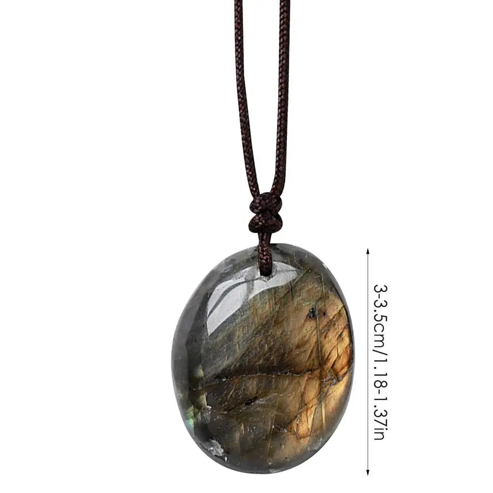 1PCS Natural Labradorite Pendant Necklaces Men Women Energy Quartz Necklaces Stones Ornament Moonstone Home Decoration