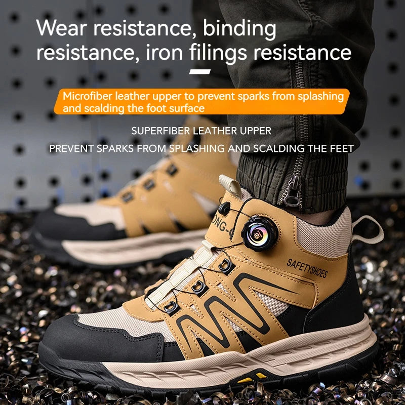 Steel Toe Shoes for Men Indestructible Work Boots Safety Shoes Outdoor Anti-smash Anti-puncture Protective Boots Safety Sneakers