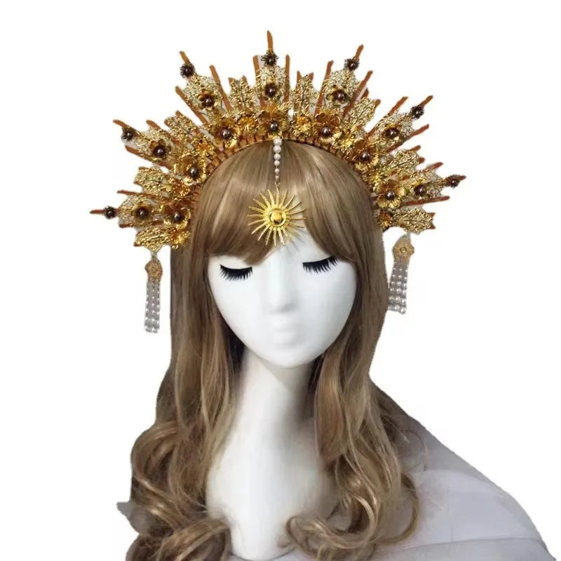 Gothic Crown Headband Goddess Halo Halloween Costume Headwear Party Cosplay Headgear Jewelry Accessories