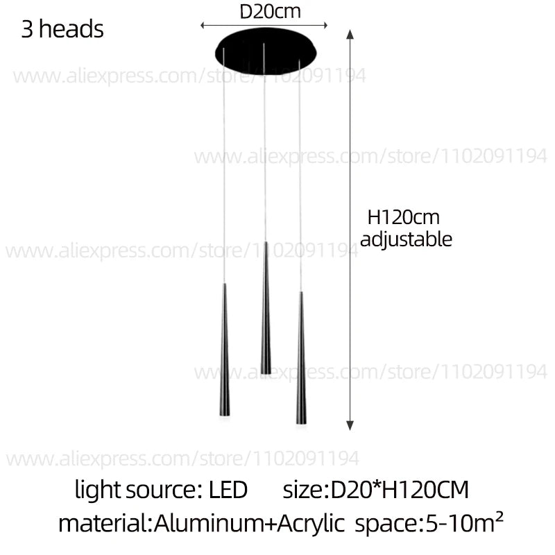 LED Pendant Light Modern Living Room Chandelier Villa Loft Large Pendant Light Minimalist Duplex High-Rise Long Stair Chandelier