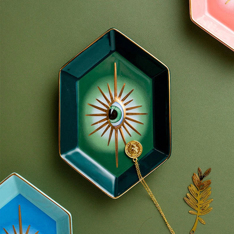 Nordic Creative Eye Trays Decorative Jewelry Dish Ceramic Decorative Plate To Store Jewelry Porcelain Plates