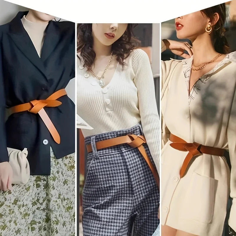 Knotted Leather Cowhide Belt Women Soft Strap Gothic Retro Luxury Designer Girdle Corset Fashion Belts