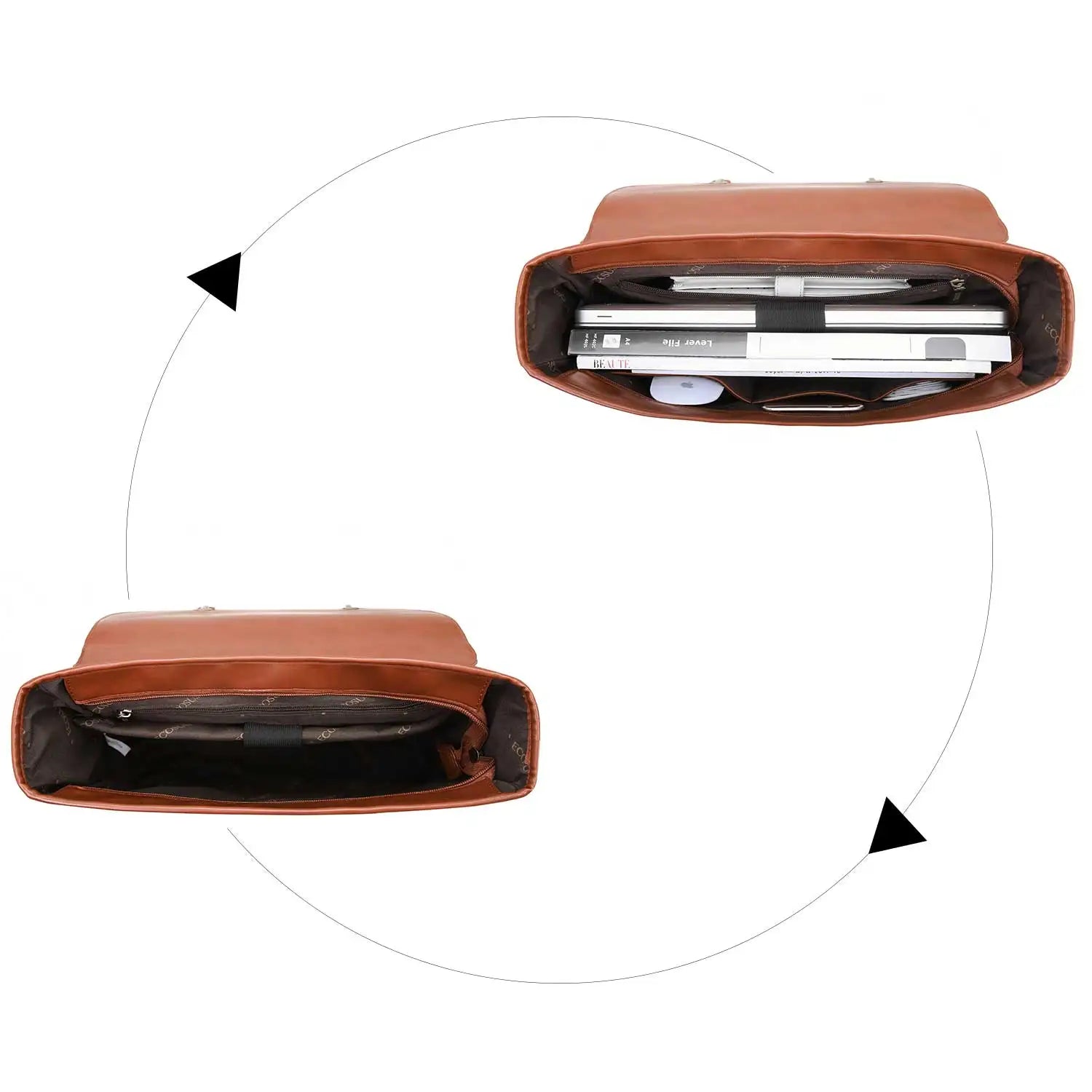 ECOSUSI Bags for Women Courier bags PU Leather 14'' Laptop Bag Satchel female Shoulder Bag for College Travel square bag