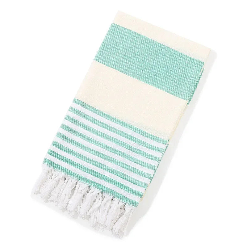 Cotton and Linen Striped Quick-drying Shawl European and American Popular Yarn-dyed Cotton Turkish Beach Towel with Tassels