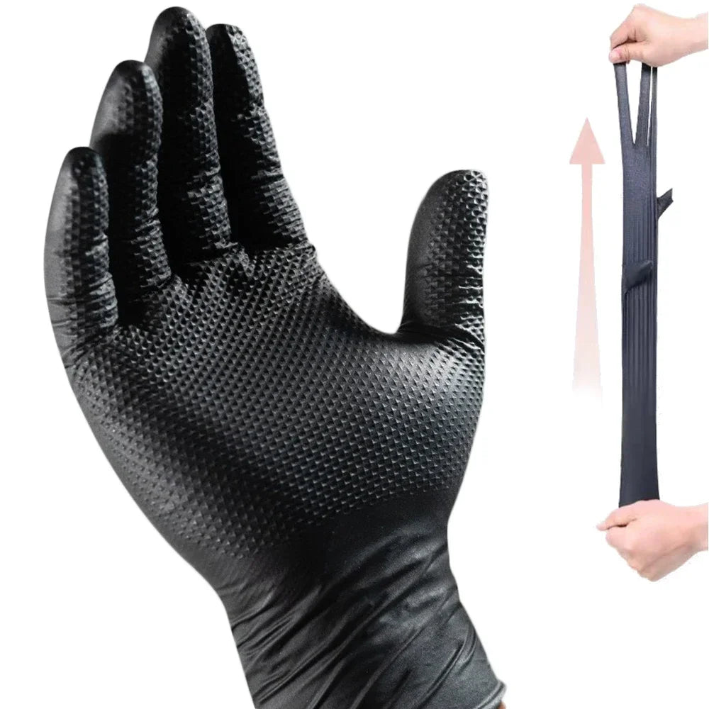 Heavy Duty Nitrile Gloves 8Mil Extra Thick Mechanic Industrial Disposable Glove with Textured Grip Antislip Safety Work Gloves
