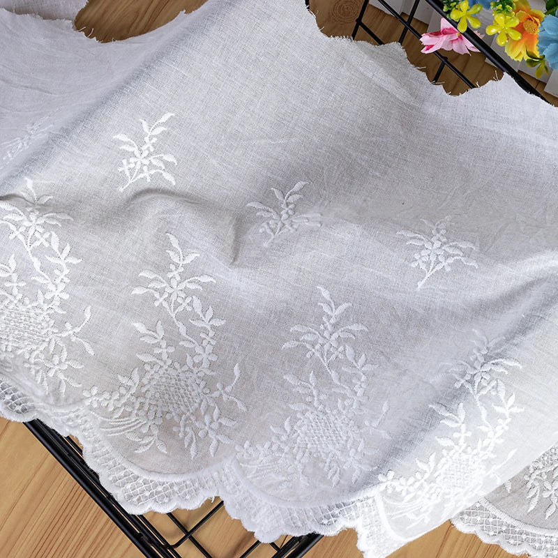 Lace Openwork Cotton Cloth, Embroidery Cloth, Exquisite, Off White, DIY Clothing Accessories, Curtains Width 26cm, 5Yards/Lot