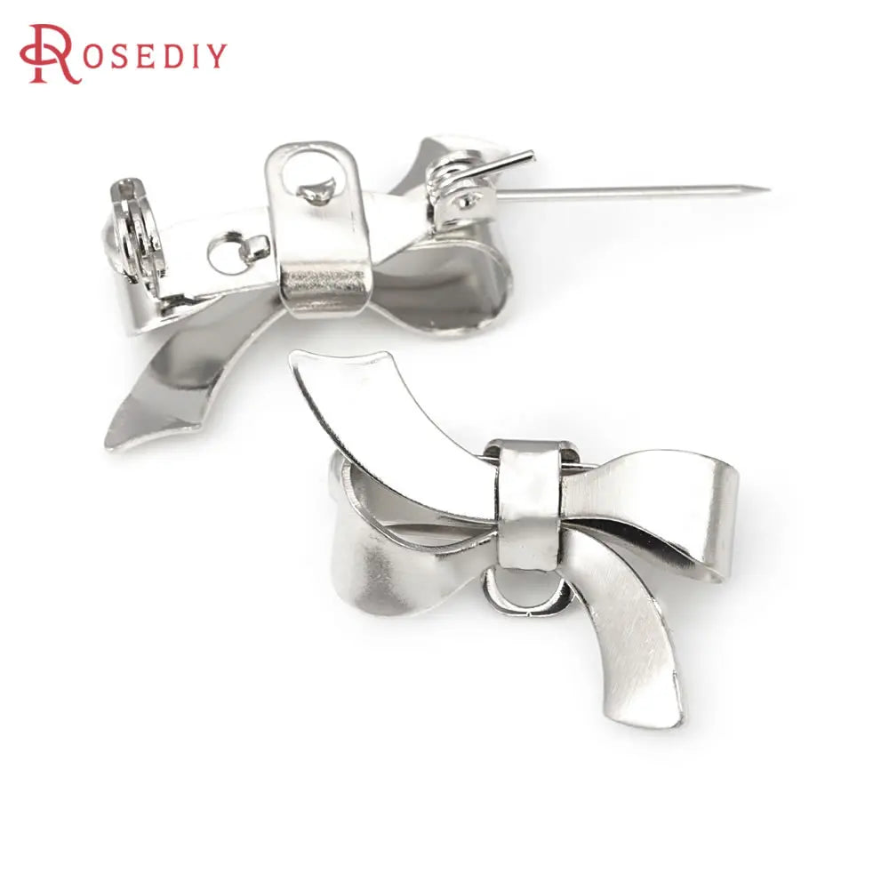 10PCS Antique Bronze Brass Bow Shape Brooch Pins High Quality Diy Jewelry Making Supplies Brooch Accessories for Women